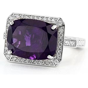 Sterling silver amethyst & white zircon ring NEW